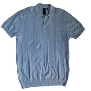 Soul Star‎ England MK Nikko Knit Polo Shirt Mens Medium Blue Textured NWT Preppy